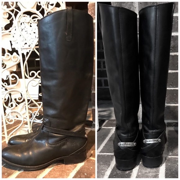 Frye Shoes - FRYE LINDSAY PLATE BLACK HIGH RIDING BOOTS 8